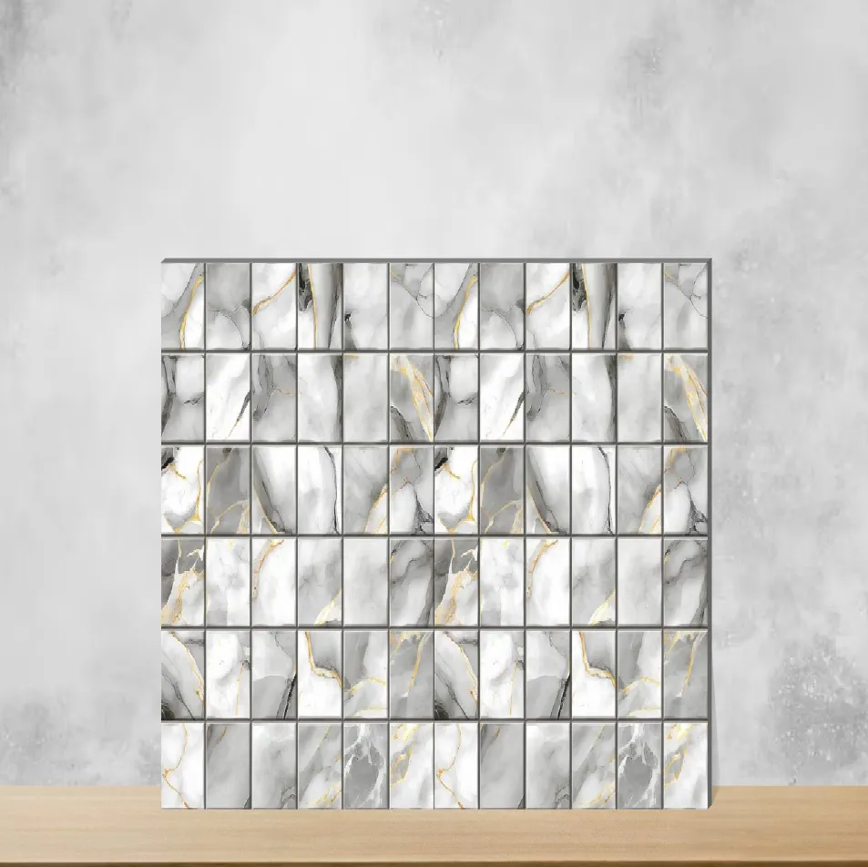 Ceramic Fenix Blanco Geometric & Abstracts Glossy Square Tiles TL-8234-D (12x12 inch | 9 mm)