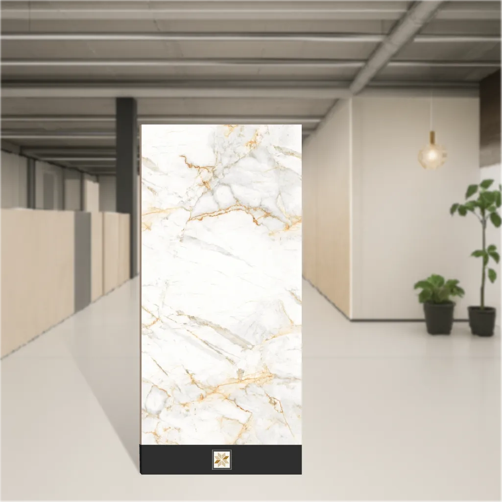 Flavio Gold Lavish Endless Matching Glossy Rectangular Tiles TL-8387 (2.7x5.3 feet | 9 mm)