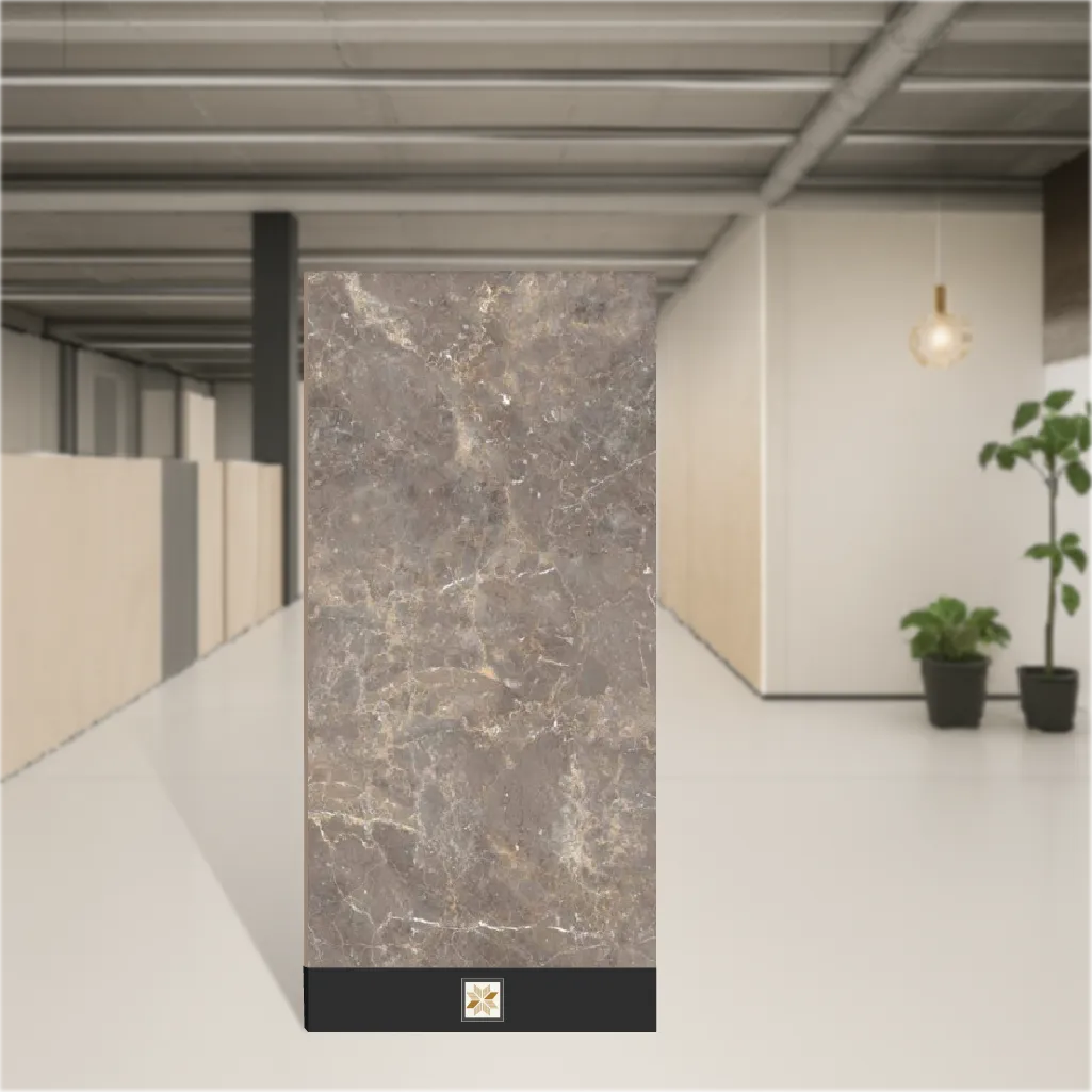 Vitrified William Grey Marbles & Stones Hi-Glossy Rectangular Tiles TL-8431 (5.3x2.7 feet | 9 mm)