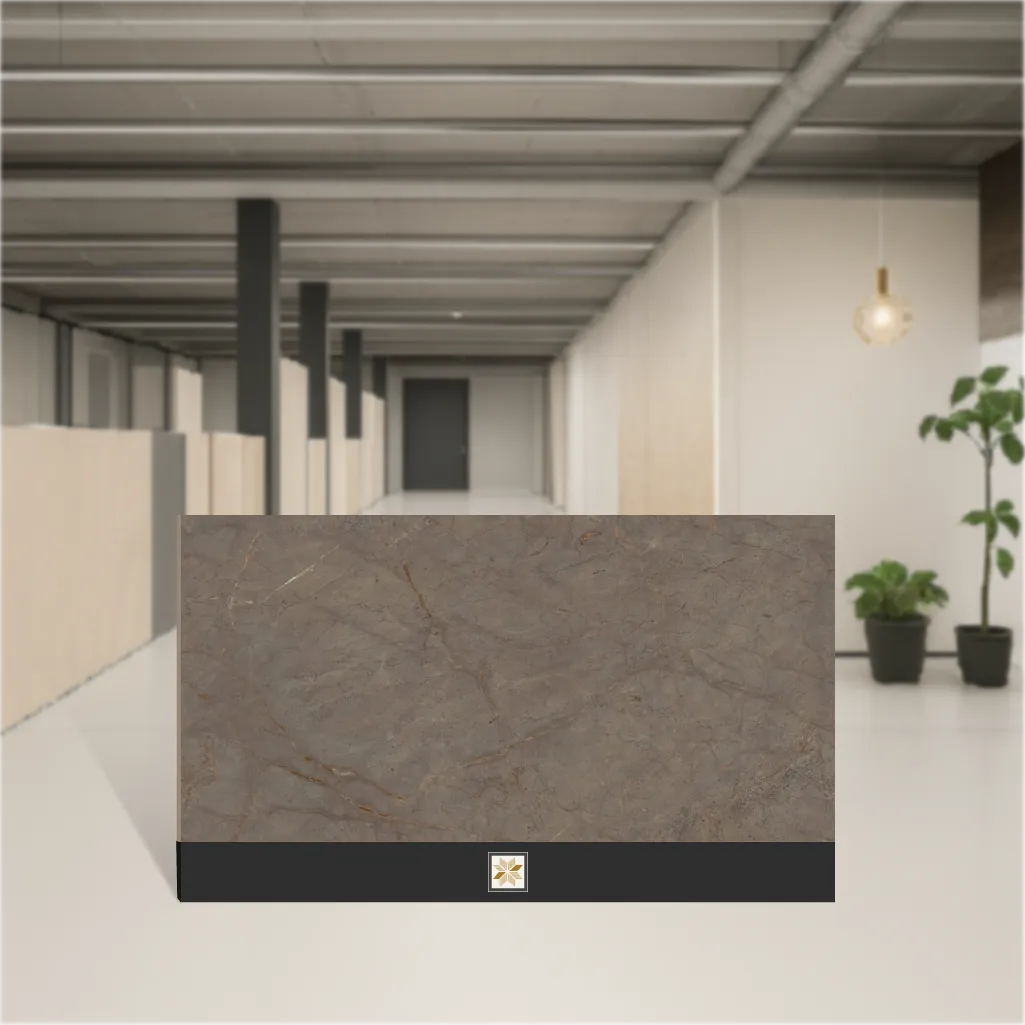 Vitrified Earth Collection Coral Grey Marbles & Stones Hi-Glossy Rectangular Tiles TL-8435 (8x4 feet | 9 mm)