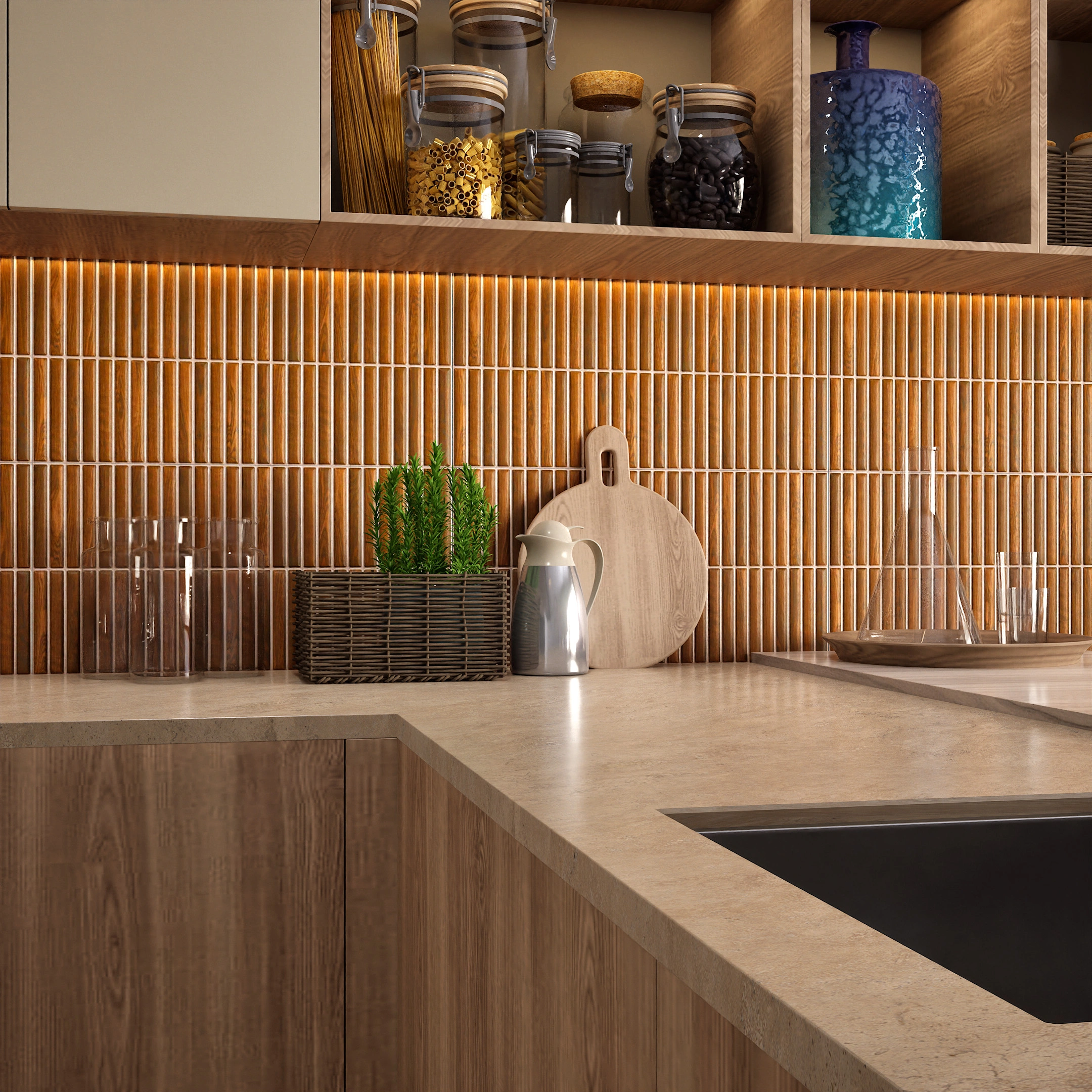 Ceramic Miraq Kitkat Wood Brown Matt Rectangular Tiles TL-848-N (24x12 inch | 8 mm)