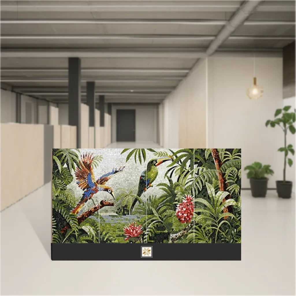 Vitrified Forest Bird Glossy Rectangular Tiles TL-8483 (4x2 feet | 9 mm)