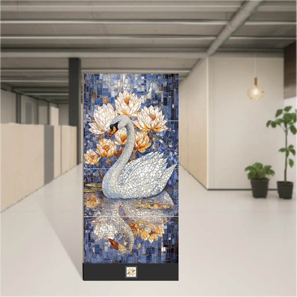 Vitrified Swimming Swan Glossy Rectangular Tiles TL-8489 (4x2 feet | 9 mm)