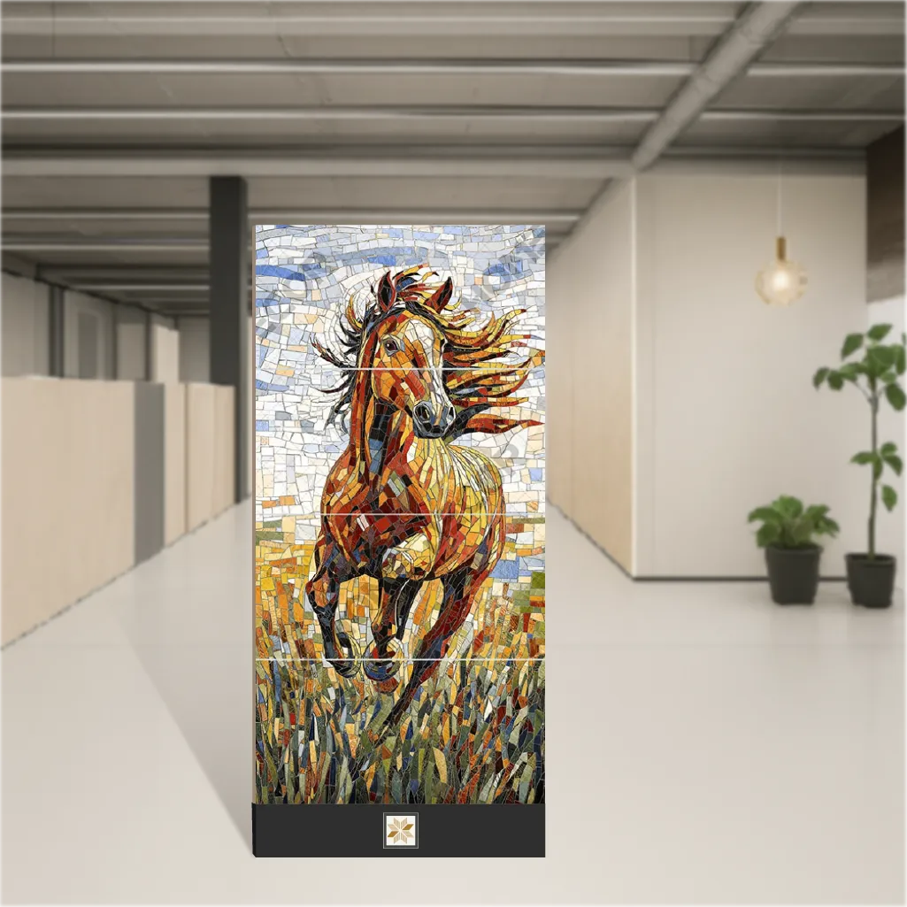 Vitrified Racing Horse Glossy Rectangular Tiles TL-8494 (4x2 feet | 9 mm)