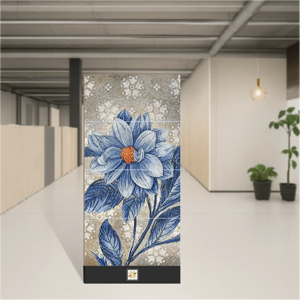 Vitrified Blue Lily Glossy Rectangular Tiles TL-8498 (4x2 feet | 9 mm)