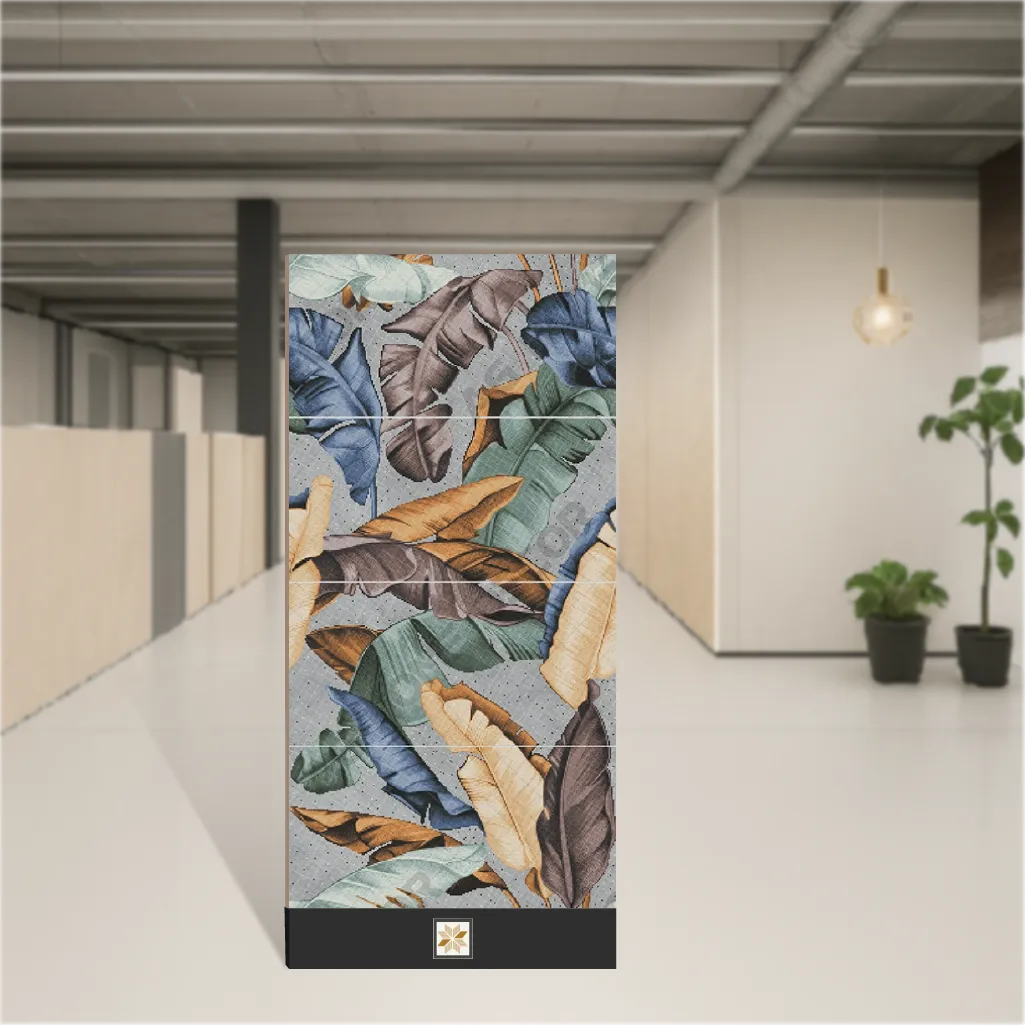 Vitrified Tropical Leaf Glossy Rectangular Tiles TL-8499 (4x2 feet | 9 mm)