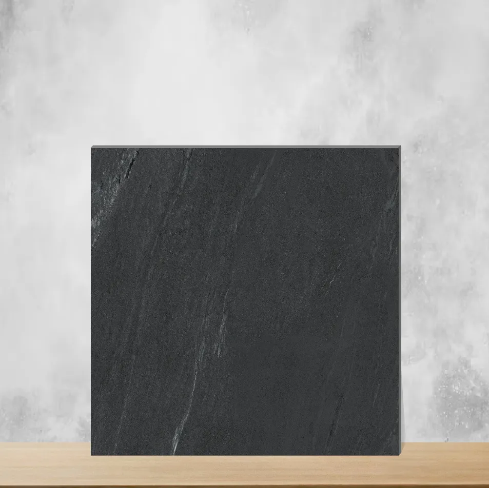 Vitrified Lime Stone Black Marbles & Stones Matt Square Tiles TL-8776-C (2x2 feet | 9 mm)