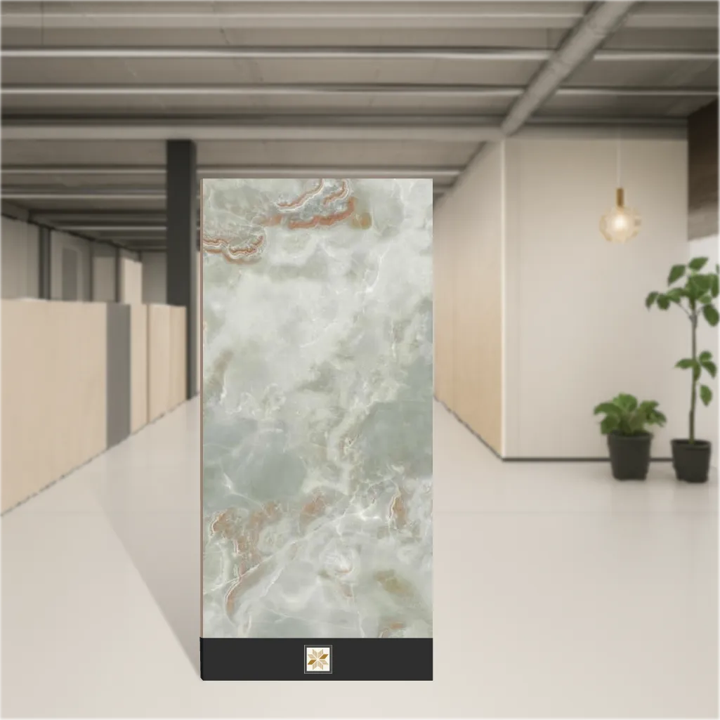 Vitrified Oyster Marbles & Stones Glossy Rectangular Tiles TL-8798 (5.3x2.7 feet | 10 mm)