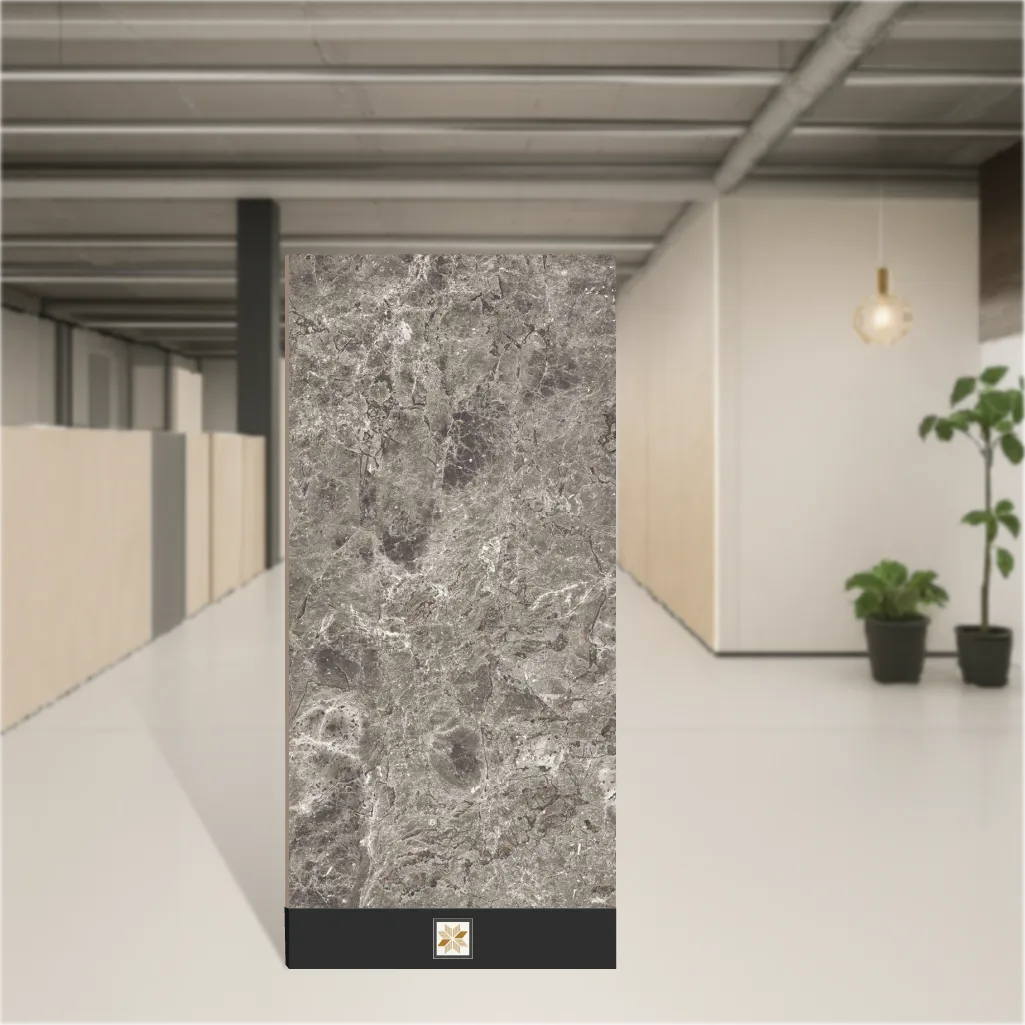 Vitrified Krypton Grey Marbles & Stones Glossy Rectangular Tiles TL-8821-C (4x2 feet | 9 mm)