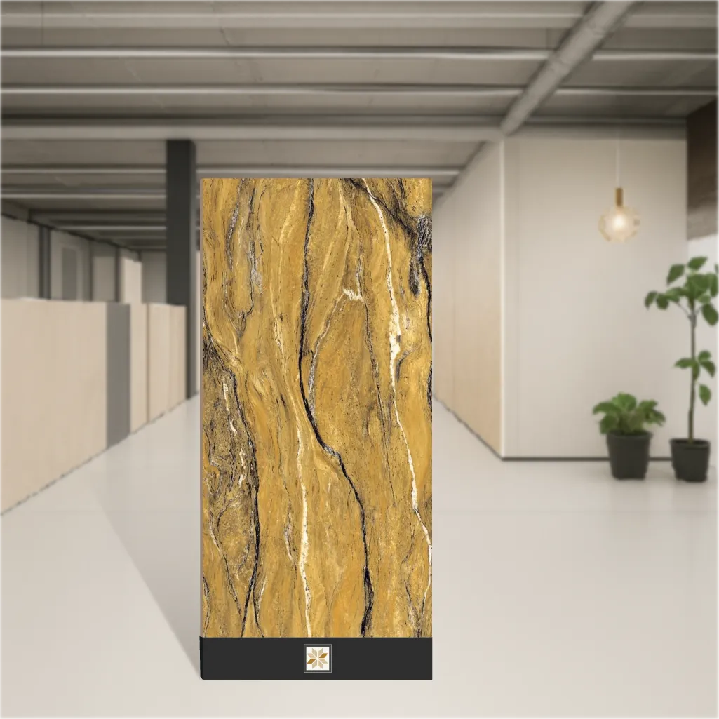 Vitrified Monarch Yellow Marbles & Stones Glossy Rectangular Tiles TL-8827-B (4x2 feet | 9 mm)