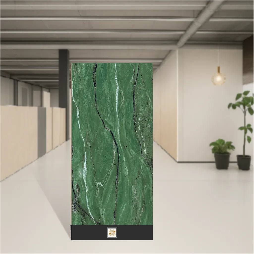 Vitrified Monarch Green Marbles & Stones Glossy Rectangular Tiles TL-8827-C (4x2 feet | 9 mm)