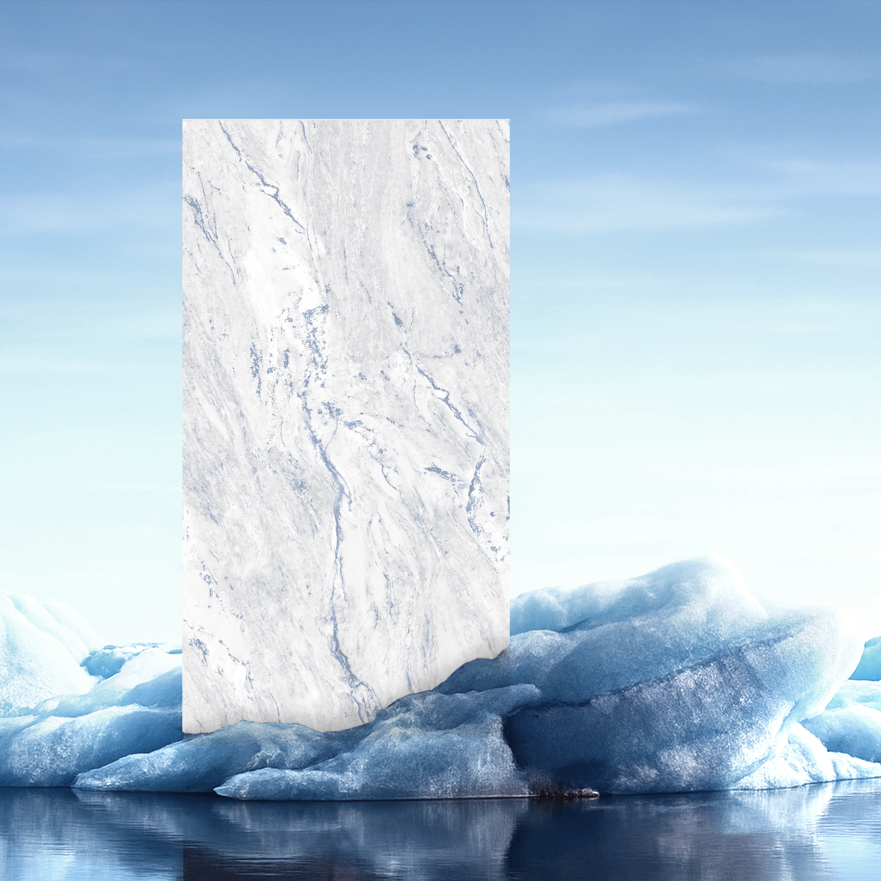 Vitrified Marblis Blue Lagoon Marbles & Stones Glossy Rectangular Tiles TL-888 (4x2 feet | 9 mm)