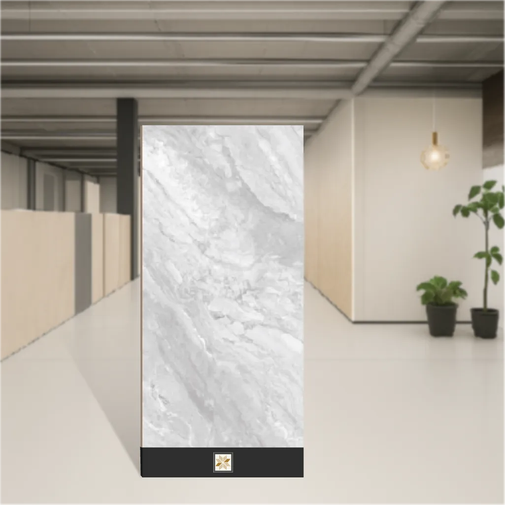 Vitrified Daytone Grey Marbles & Stones Glossy Rectangular Tiles TL-9100 (4x2 feet | 9 mm)