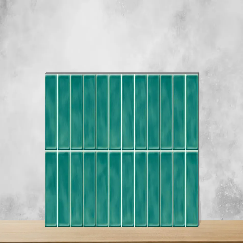 Ceramic Vertiline Brick Solara Fiji Blue Glossy Rectangular Tiles TL-2139-D (24x12 inch | 9 mm)