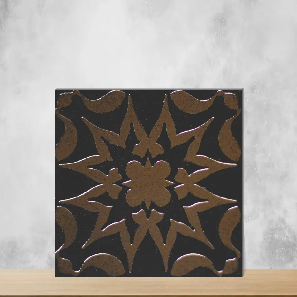 Vitrified Floral Burst Bronze Charm Square Tiles TL-191-C (6x6 inch | 9 mm)