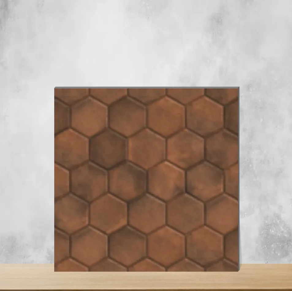 Vitrified Essa Bronze Hexagonal Tiles Matt Square Tiles TL-9480 (16x16 inch | 12 mm)