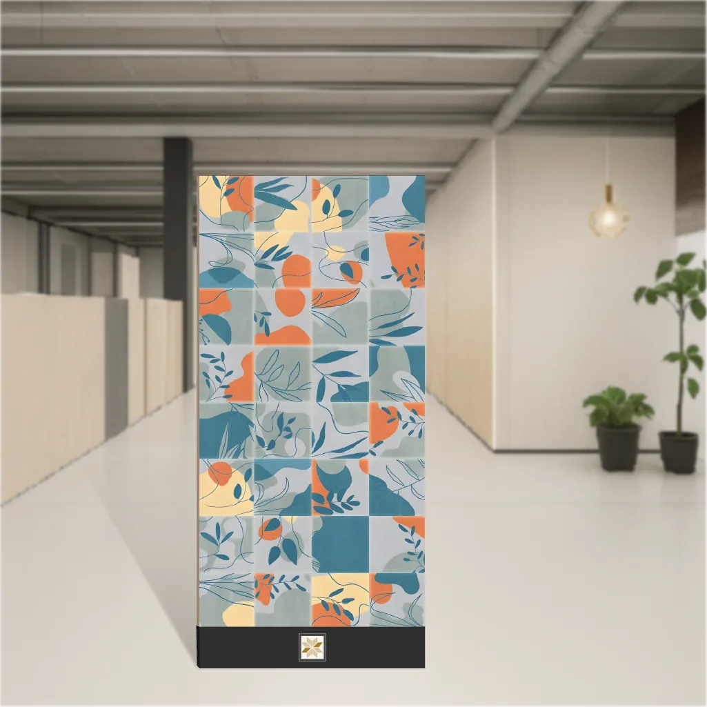 Vitrified Flower Decor Aqua Tropical Florals Matt Rectangular Tiles TL-9558-B (4x2 feet | 9 mm)