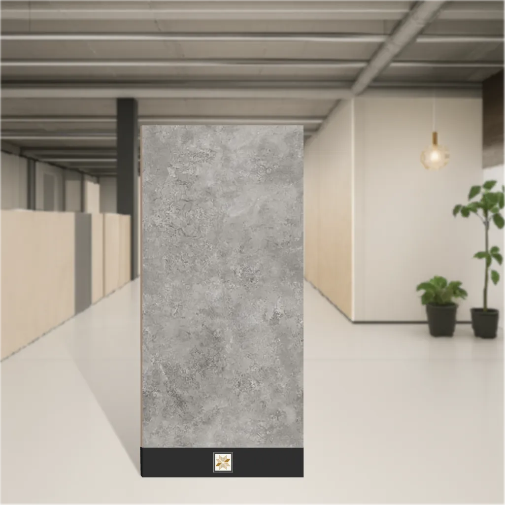 Vitrified Gravier Royal Sigma Grey Marbles & Stones Hi-Glossy Rectangular Tiles TL-8813-C (4x2 feet | 9 mm)