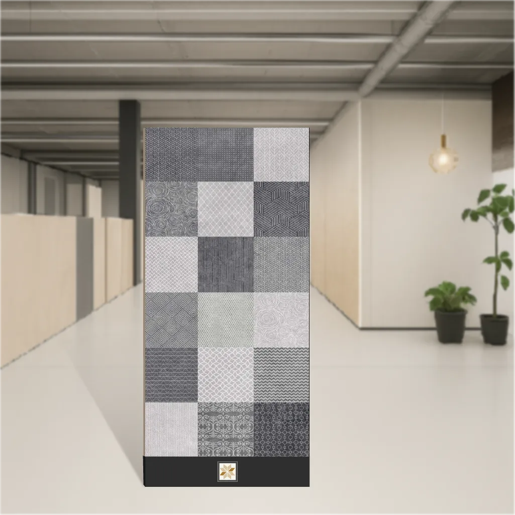 Vitrified Mono Grey Decor Highlighter Tiles Matt Rectangular Tiles TL-9571-C (4x2 feet | 9 mm)