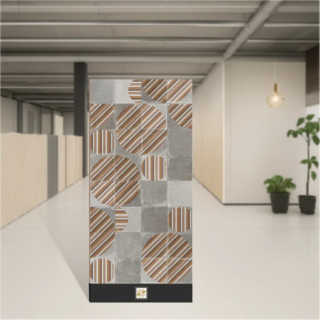 Vitrified Circle Decor Highlighter Tiles Matt Rectangular Tiles TL-9606 (4x2 feet | 9 mm)