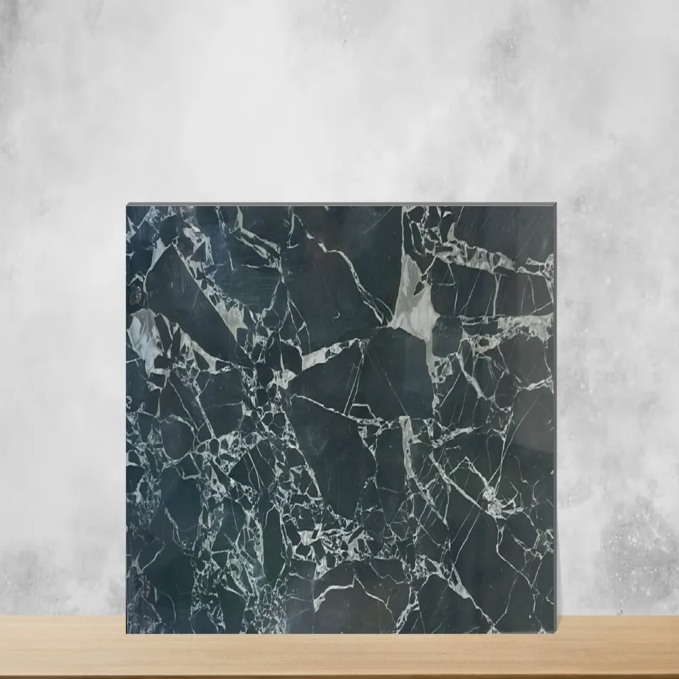 Ceramic Bistro Neolith Black Dark Marbles & Stones Glossy Rectangular Tiles TL-1040-B (24x12 inch | 9 mm)
