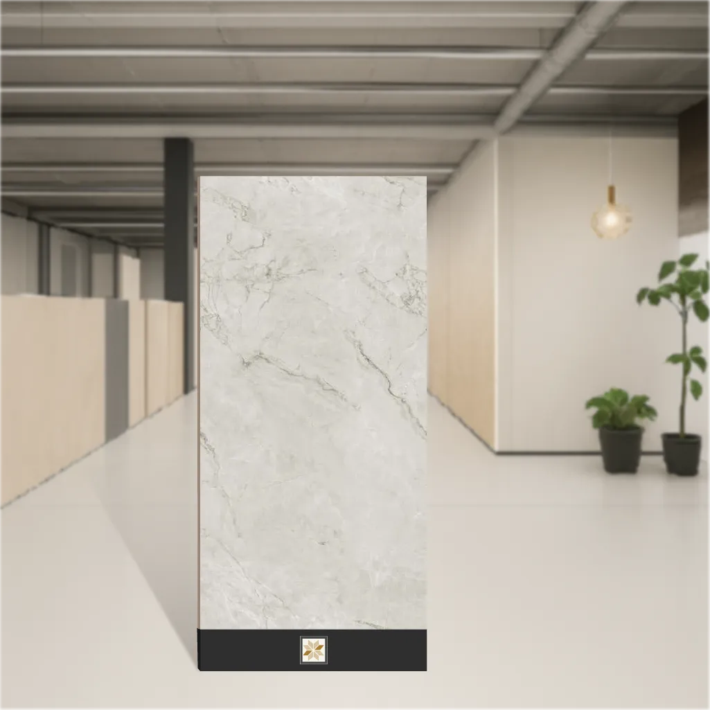 Vitrified British Bianco Glit Marbles & Stones Matt Rectangular Tiles TL-9686-D (4x2 feet | 9 mm)