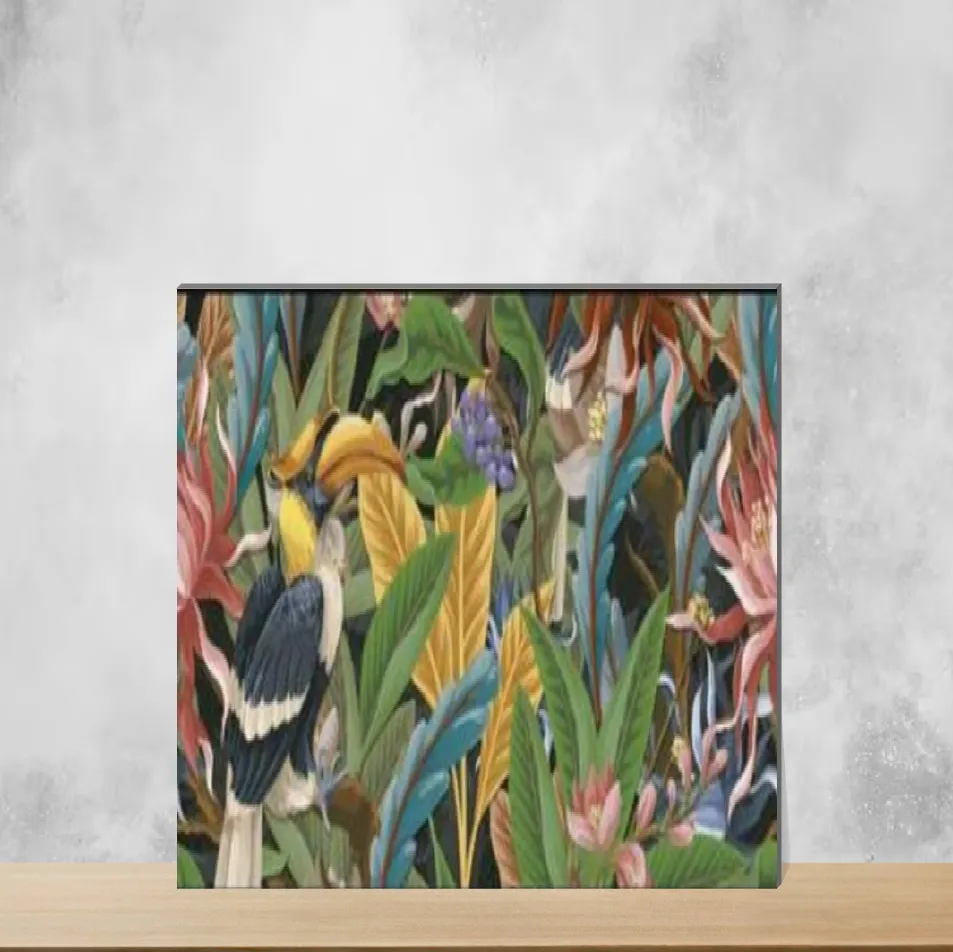 Ceramic Jungle Shadow A Tropical Florals Glossy Rectangular Tiles TL-9732-B (24x12 inch | 9 mm)