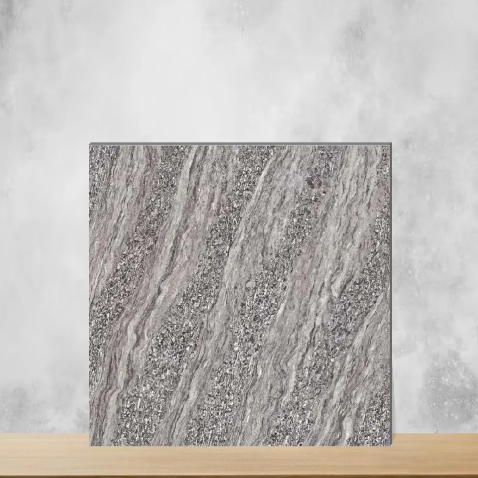 Foggy Grey Marbles & Stones Square Tiles TL-9925 (2x2 feet | 9.5 mm)