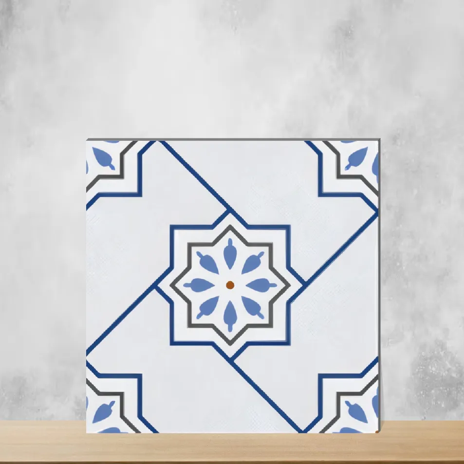 Ceramic Marrakech Blossom Blues Moroccans Matt Square Tiles TL-9934 (12x12 inch | 9 mm)