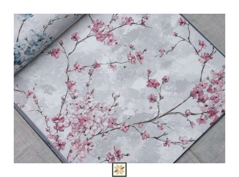 Grey Flower Wallpaper (533.4 inches width) : WP-25419-F