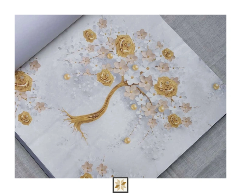 White Flower Wallpaper (533.4 inches width) : WP-25443-F