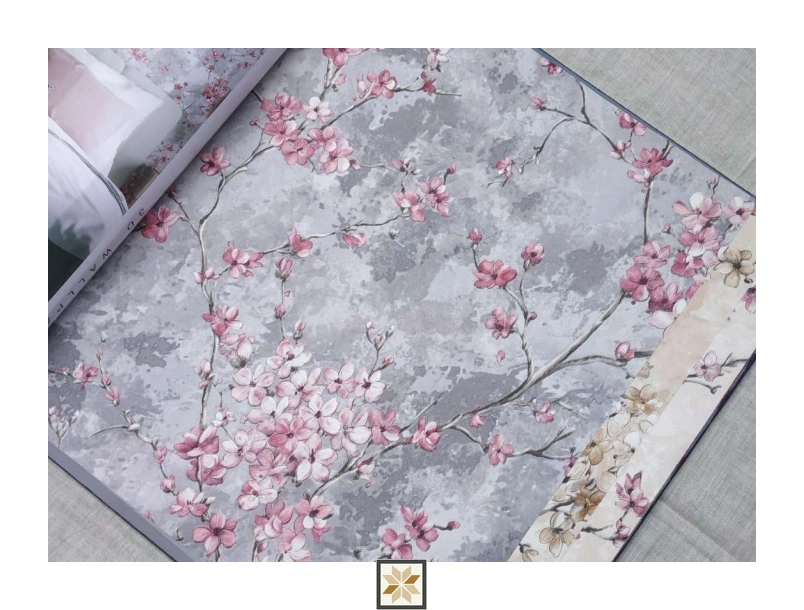 Grey Flower Wallpaper (533.4 inches width) : WP-25419-D