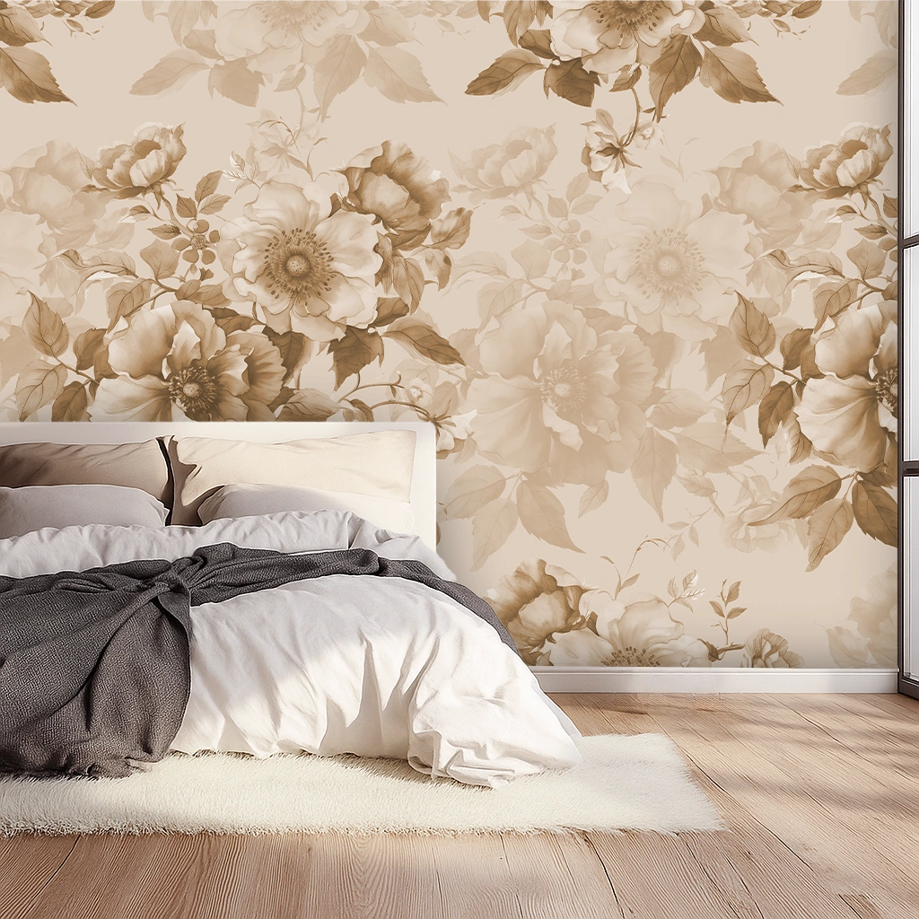 Grey Flower Canvas Sunflower Field Wallpaper ( inches width) : WP-26381-B