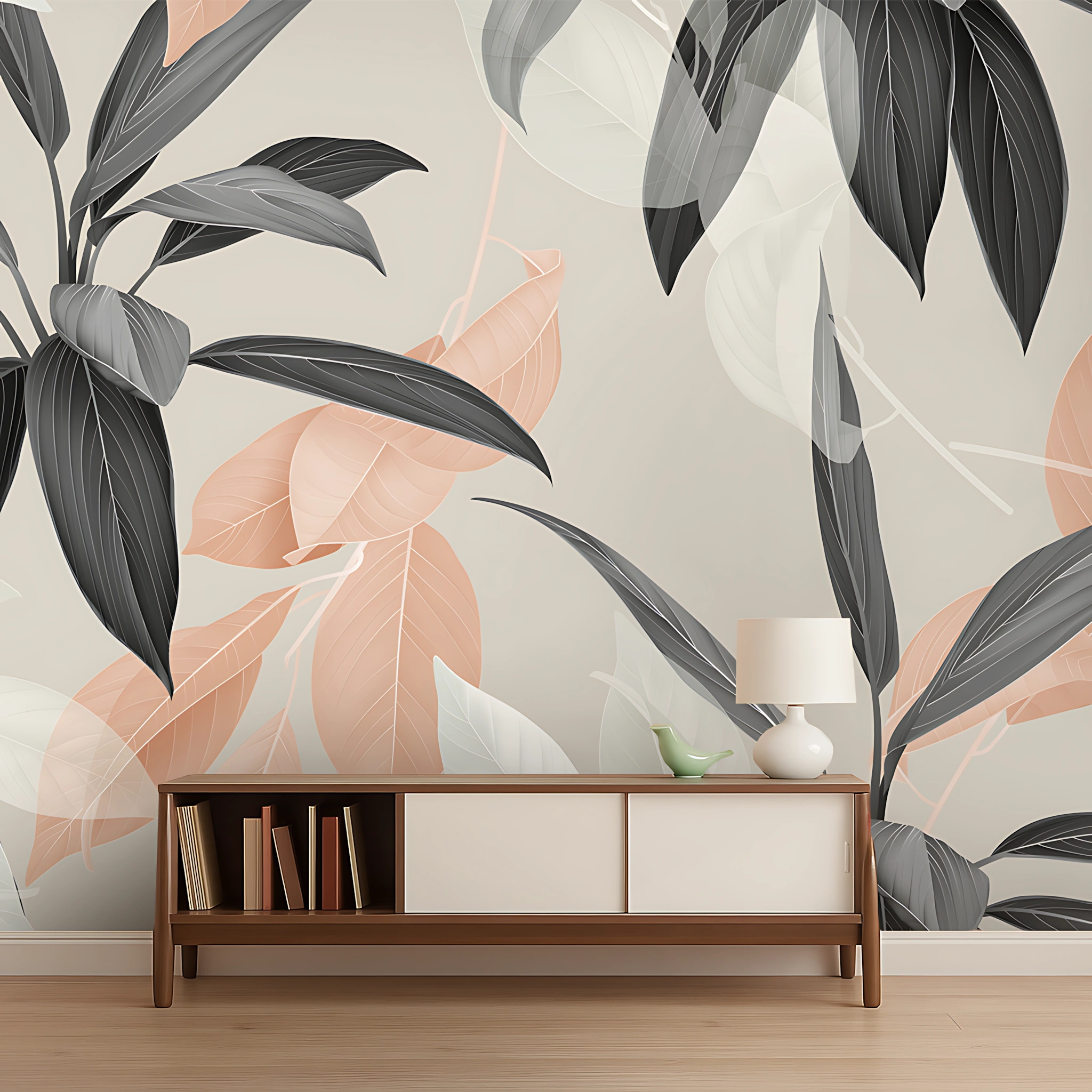 Grey Tropical Canvas Dreamy Pastel Rose Bouquet Wallpaper ( inches width) : WP-26389-B