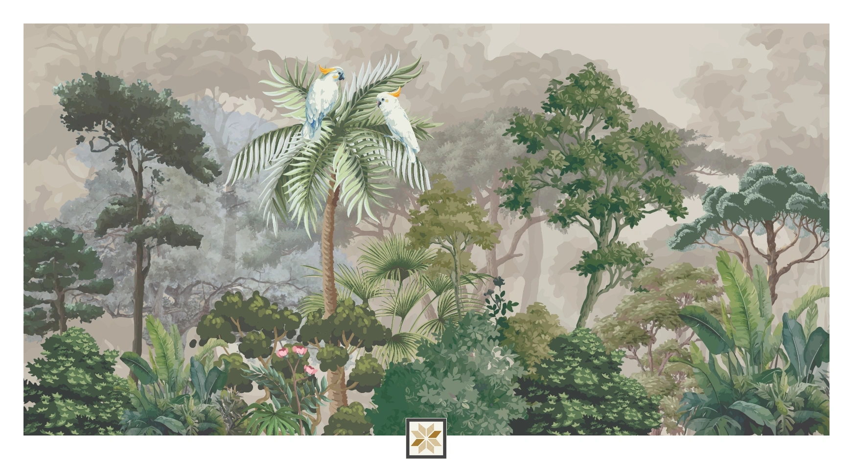 Green Tropical Canvas Nature Art Wallpaper ( inches width) : WP-26735-B