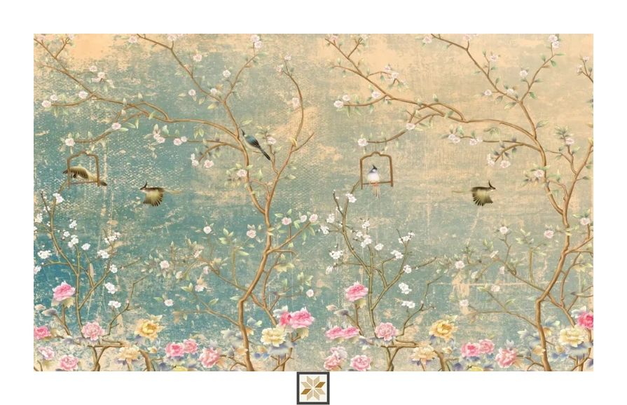 Beige Chinoiserie Non Woven Nature Art Wallpaper ( inches width) : WP-26657-C