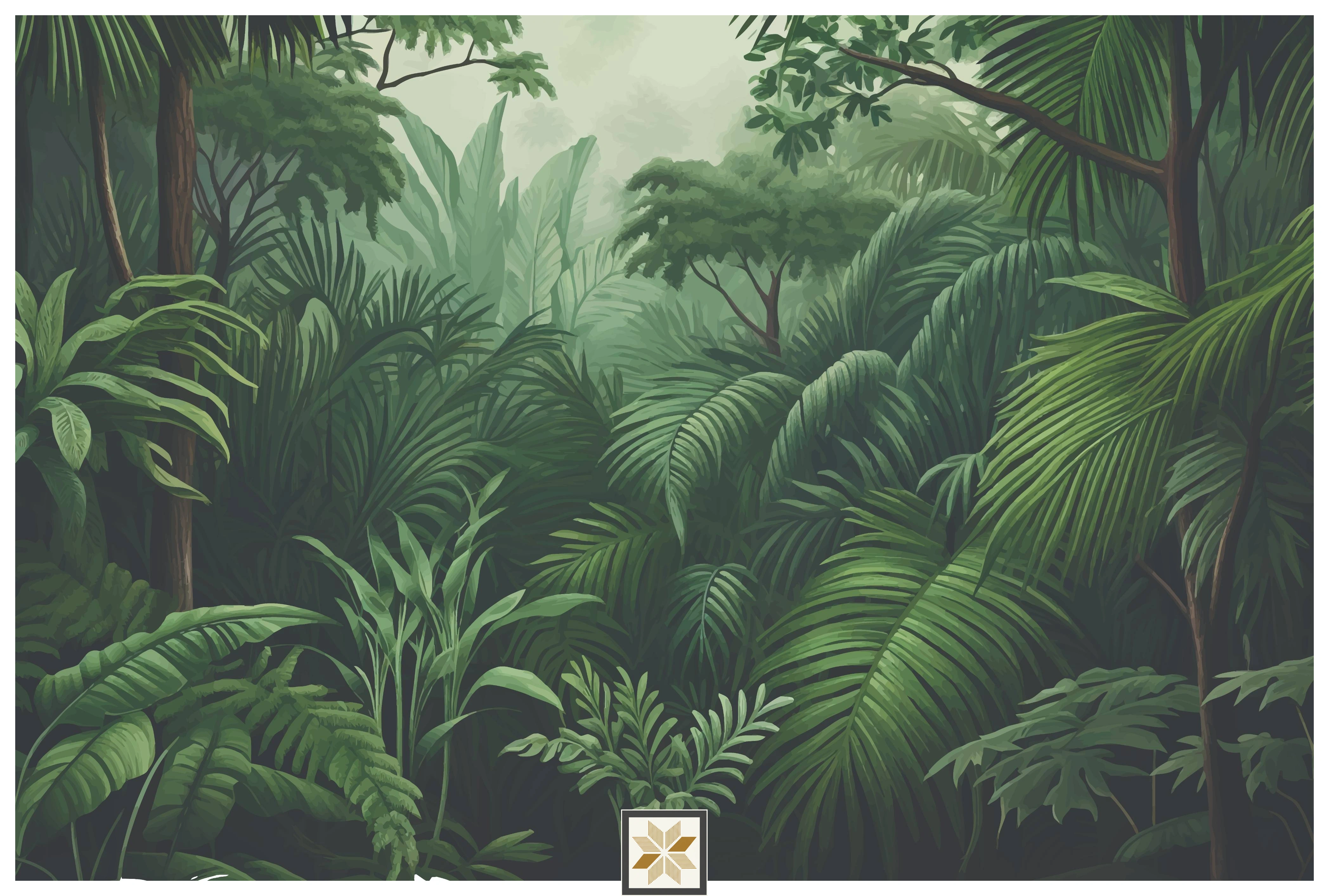 Green Tropical Non Woven Serenity Art Wallpaper ( inches width) : WP-26802-C