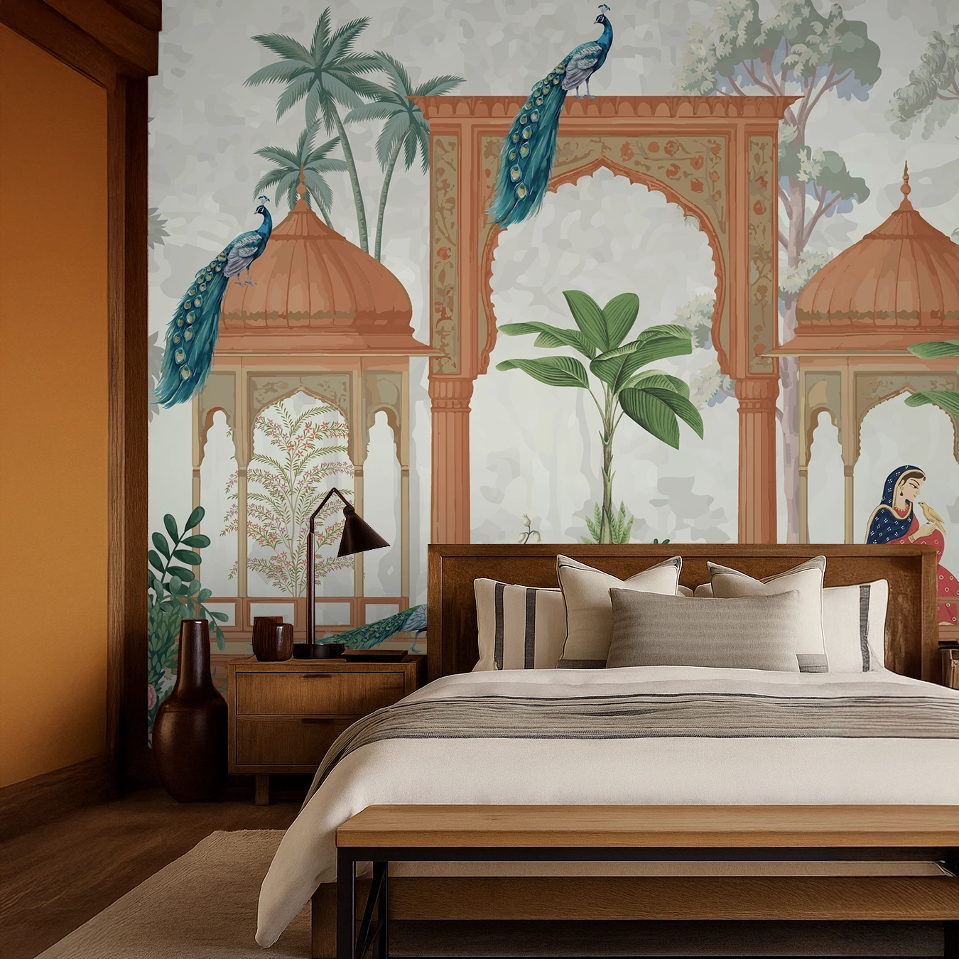 Grey Non Woven Elegant Haveli Motif Wallpaper ( inches width) : WP-26243-C