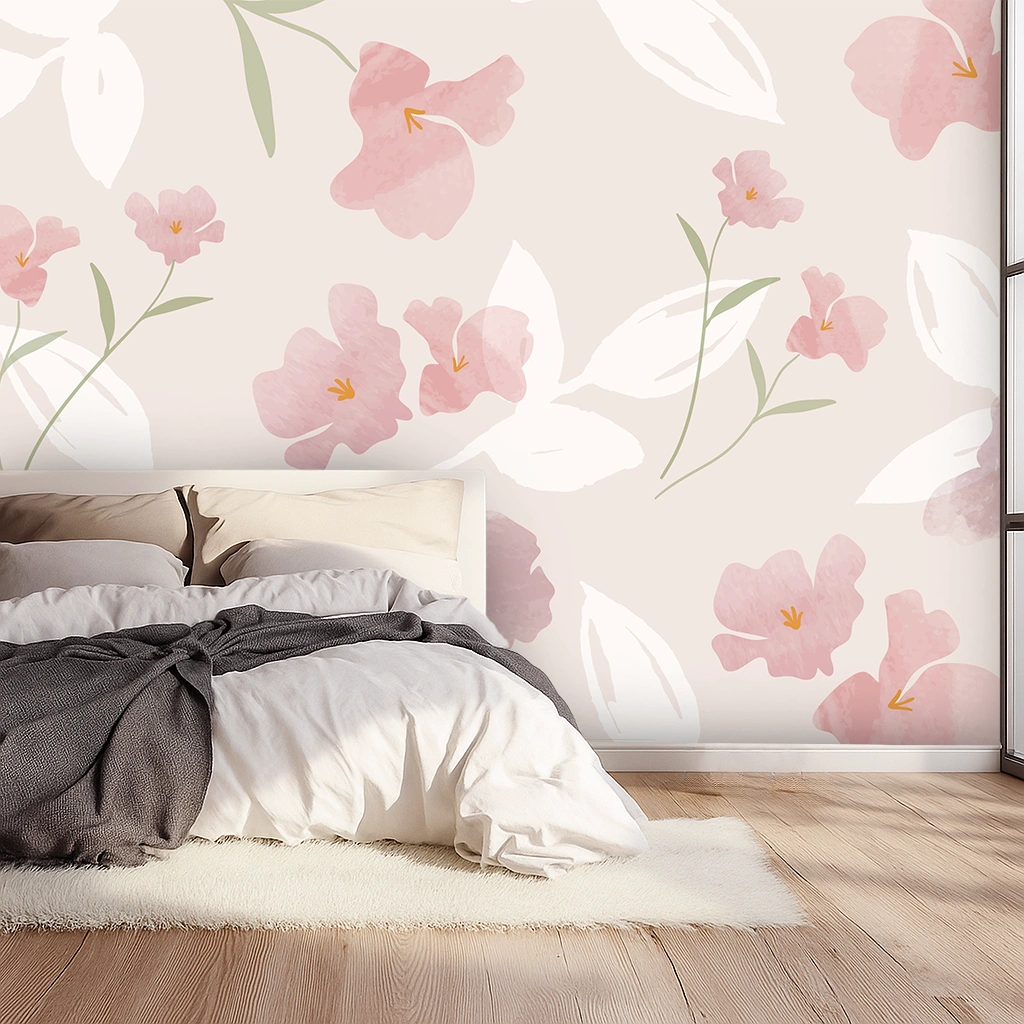 Beige Flower Non Woven Vibrant Dahlia Rainbow Glow Wallpaper ( inches width) : WP-26276-C