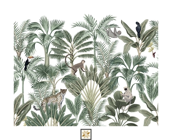 Green Tropical Non Woven Nature Art Wallpaper ( inches width) : WP-26745-C