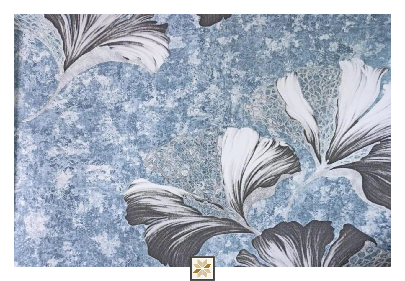Blue Flower Non Woven Arte Muraux Wallpaper (533.4 inches width) : WP-26289