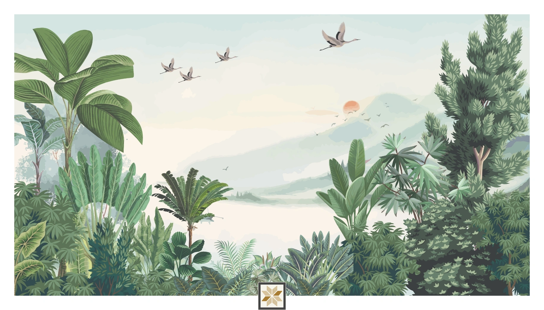 Blue Tropical Non Woven Artistic Charm Wallpaper ( inches width) : WP-26790-C