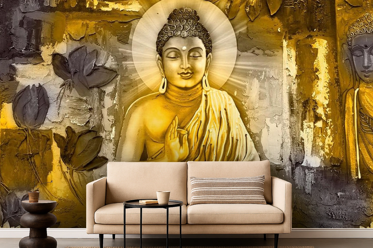 Non Woven Buddha At Meditation Wallpaper ( inches width) : WP-26459-C