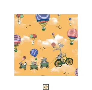 Yellow Pattern Non Woven Kids Dream Wallpaper (533.4 inches width) : WP-26318