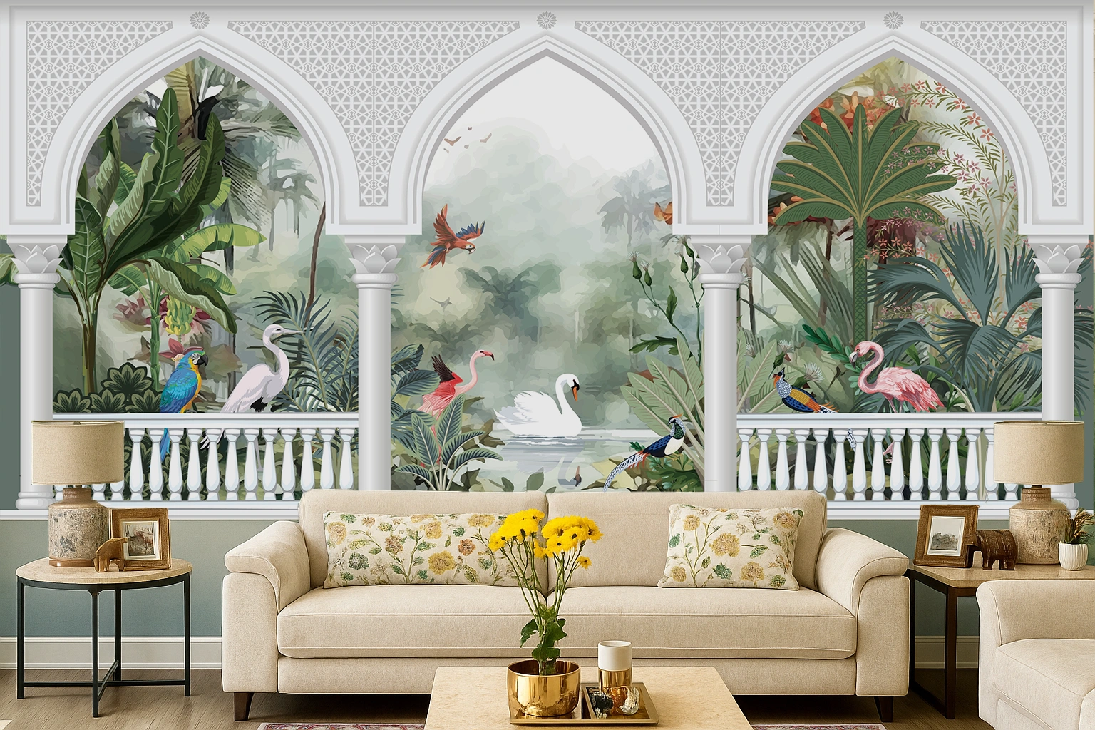 White Canvas Paisley Ornate Wallpaper ( inches width) : WP-26335-B