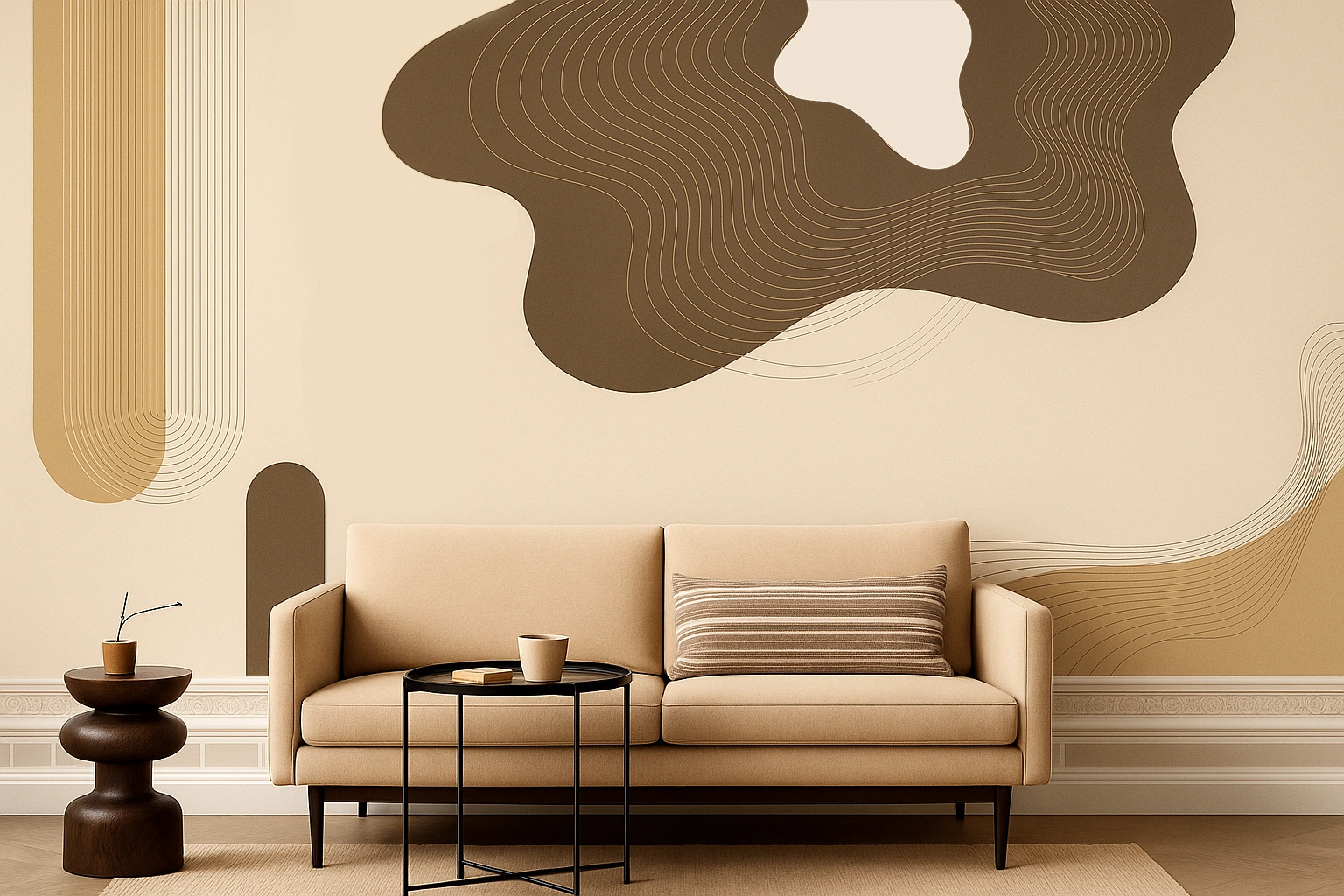 Beige Abstract Non Woven Classic Rose Floral Tapestry Wallpaper ( inches width) : WP-26455-C