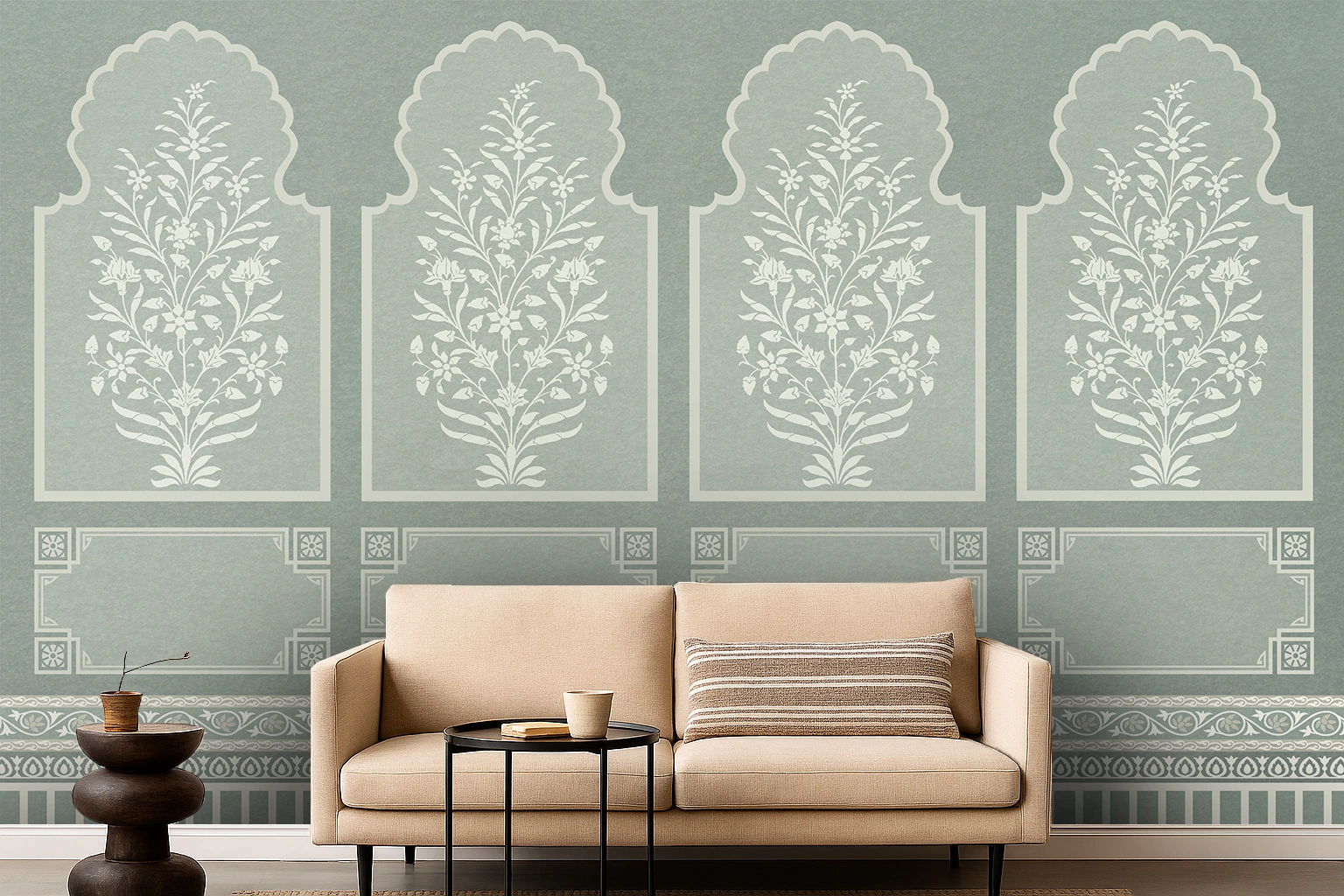 Grey Non Woven Leaf Bloom Wallpaper ( inches width) : WP-26345-C
