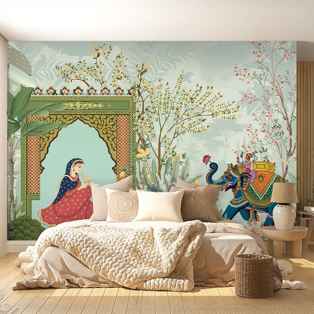 Blue Canvas Earthy Orchid Weave Design Wallpaper ( inches width) : WP-26377-B