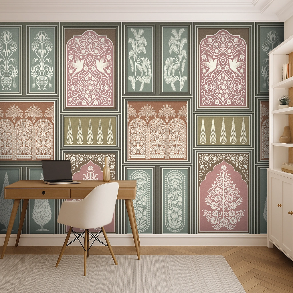 Multi Colour Canvas Classic Banyan Wallpaper ( inches width) : WP-26443-B