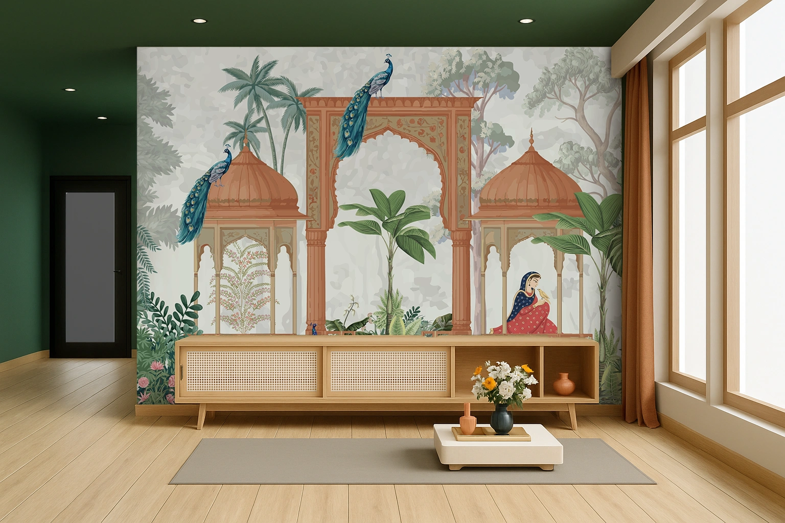 Grey Canvas Elegant Haveli Motif Wallpaper ( inches width) : WP-26243-B